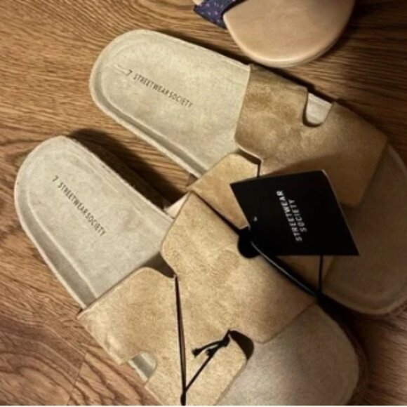Streetwear Society H Strap Style Tan Suede Slide Comfort Sandals🆕📦⌚🏃🏻💨⚡🚚 - Picture 4 of 16